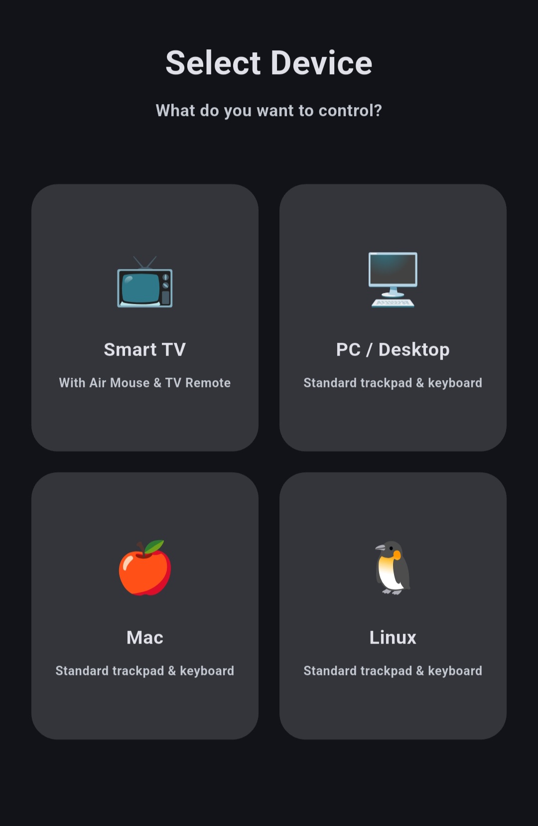 User Choose Screen